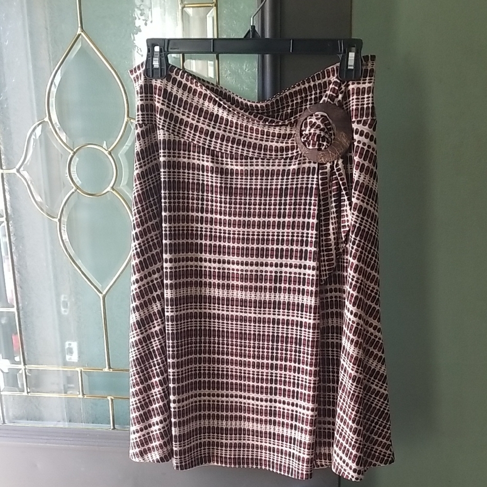 New  York And Company Brown Patterned Skirt